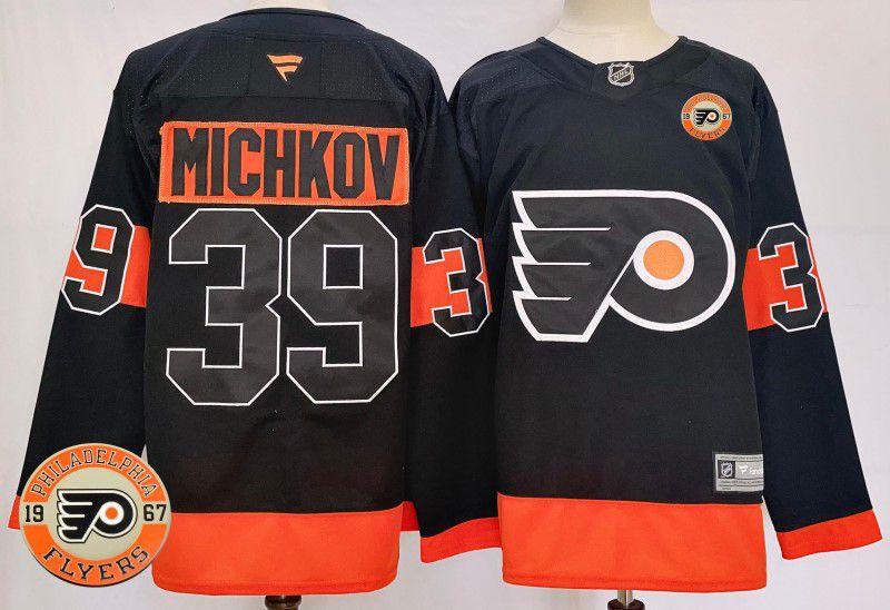 Men Philadelphia Flyers #39 Michkov Black Fanatics 2025 NHL Jersey style 1